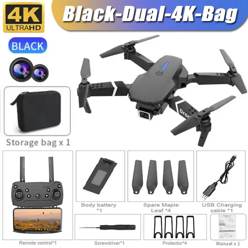 E88 Professional Drone with 4K Wide-Angle HD Camera, Wifi FPV, Height Hold, and Foldable Design - Ideal for Children and Enthusiasts