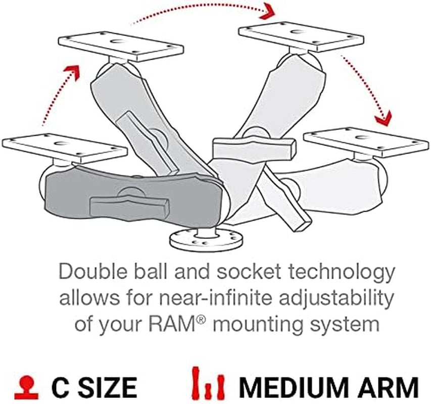 Drill-Down Double GPS Ball Mount for Humminbird Helix 7 with Medium Arm - Model RAM-202-24-202U