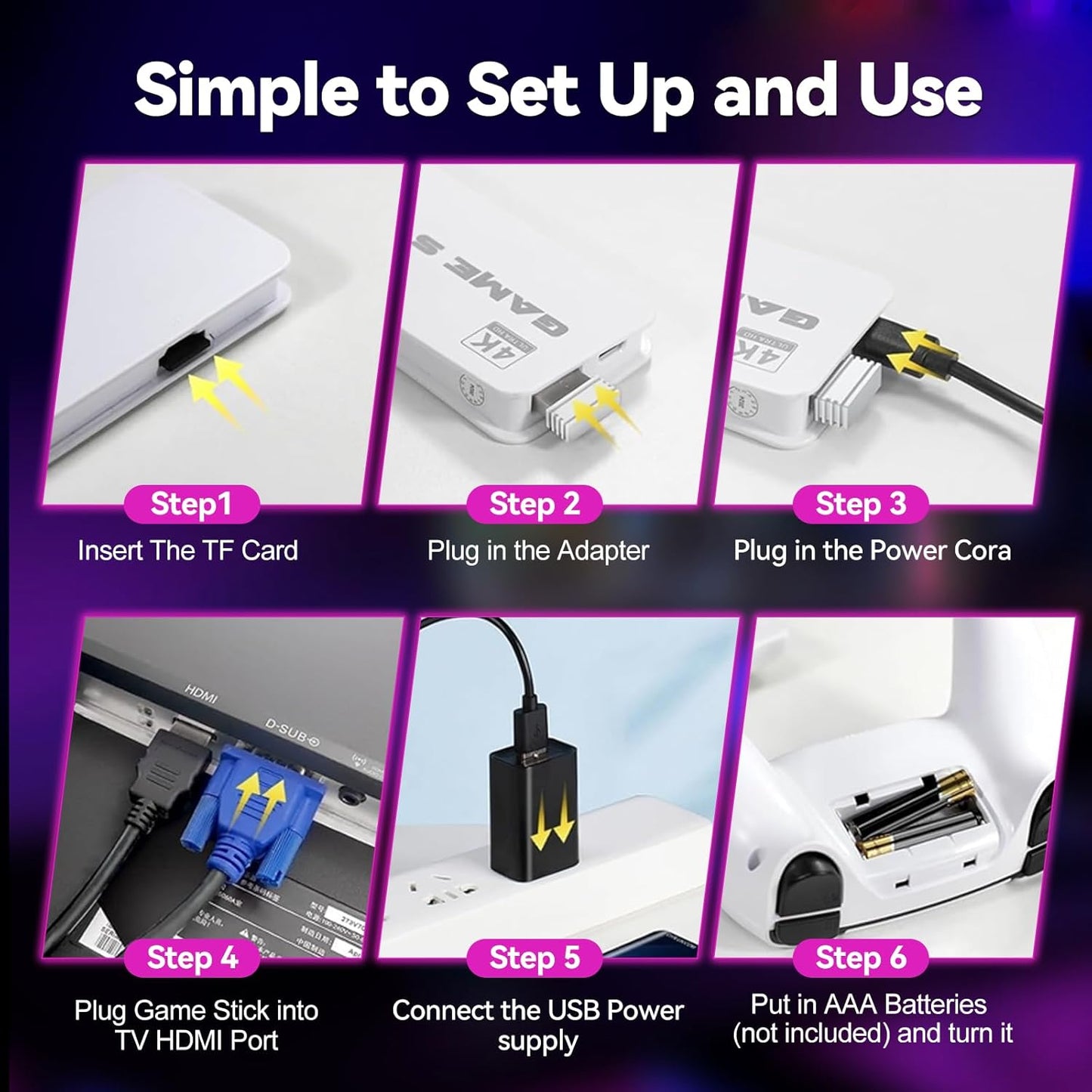 2025 Enhanced Retro Gaming Console: 4K HDMI Video Game System with Over 40,000 Games, 23 Emulators, and Dual 2.4G Controllers (128GB) - Plug and Play Design