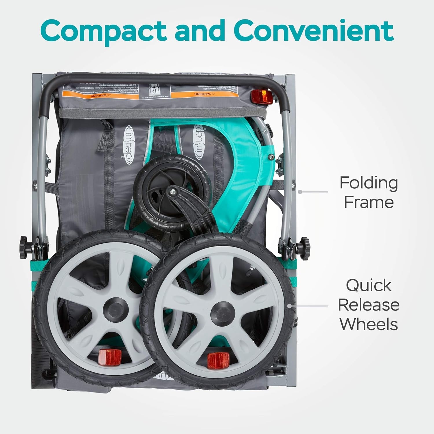 Quick-N-Ez Double Tow Behind Bike Trailer for Toddlers and Kids - Convertible Stroller and Jogger with 2-in-1 Canopy, Universal Bicycle Coupler, Folding Frame, Available in Multiple Colors