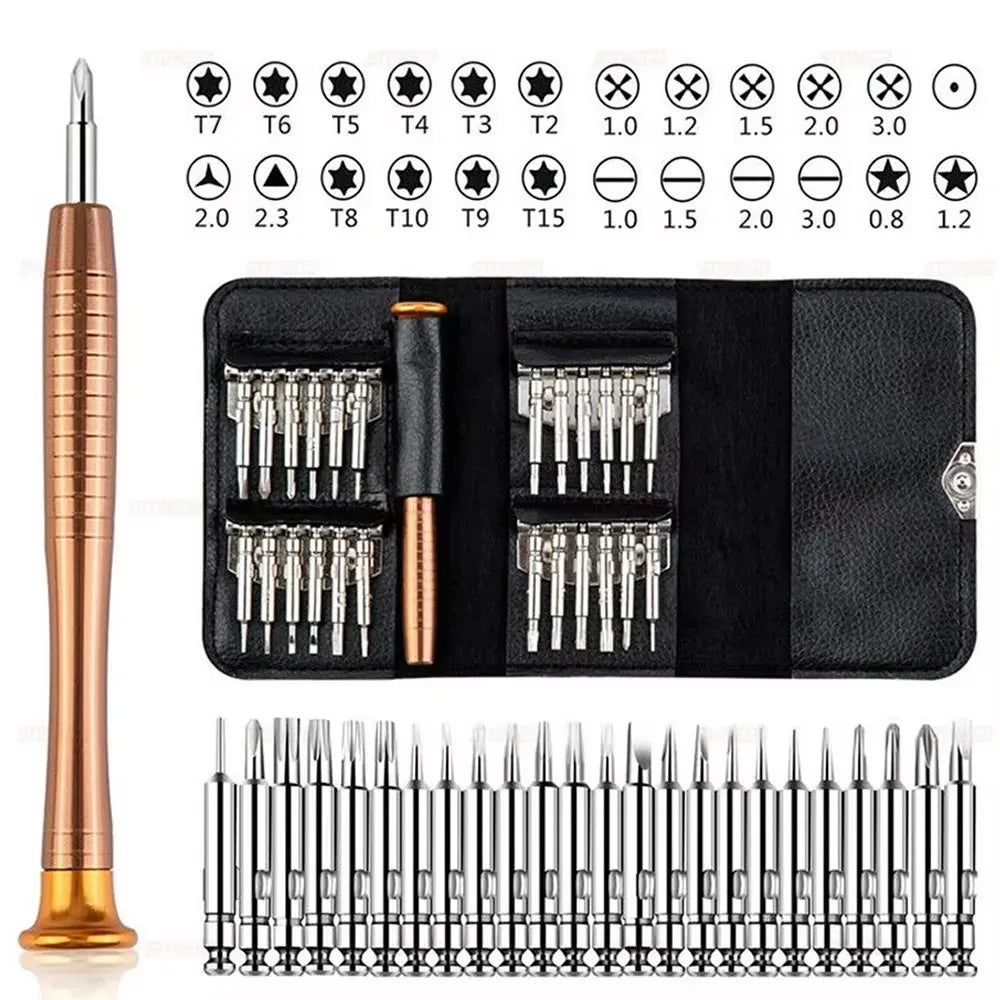 Professional Precision Screwdriver Set for Laptop Repair - 25 in 1 Tool Kit with T5 and T6 Torx Screwdrivers