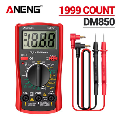 DM850 Professional Digital Multimeter with Automatic 1999 Counts for AC/DC Voltage, Ohm, and Current Measurement