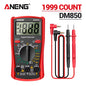 DM850 Professional Digital Multimeter with Automatic 1999 Counts for AC/DC Voltage, Ohm, and Current Measurement