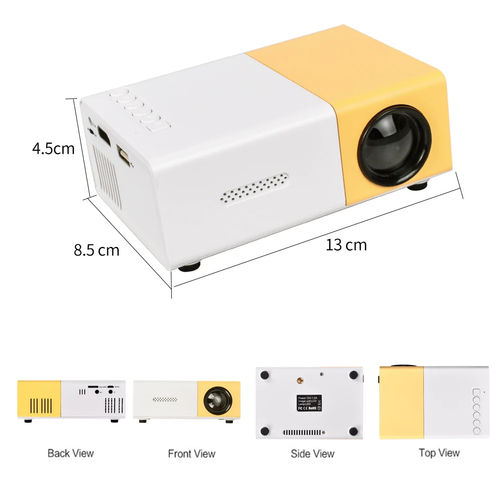 YG300 Pro Mini Projector - Portable LED Beamer with 1080P Full HD Support, HDMI, USB, and Audio Output