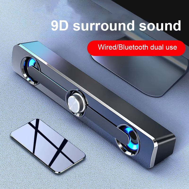 Bluetooth and Wired Stereo Sound Bar Speakers for Projectors, PCs, Laptops, and Phones with 3.5mm AUX Input