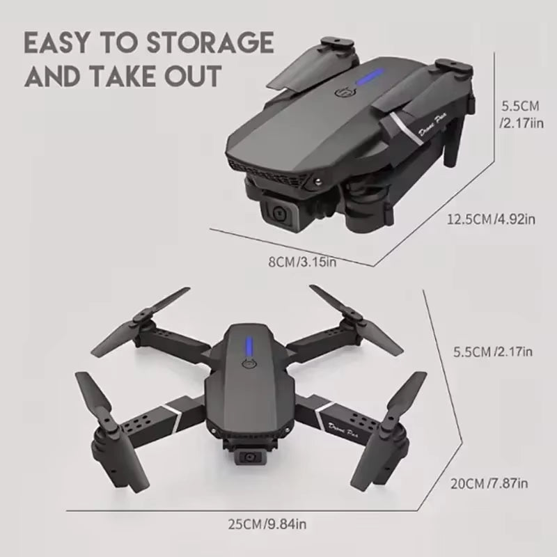 Professional E88 Drone with 4K Wide-Angle HD Camera, Wifi FPV, Height Hold, and Foldable Design - Ideal for Children and Hobbyists