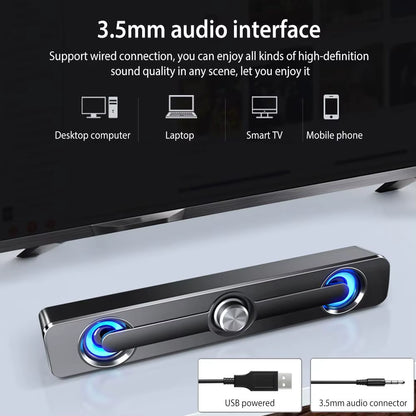Bluetooth and Wired Stereo Sound Bar Speakers for Projectors, PCs, Laptops, and Phones with 3.5mm AUX Input