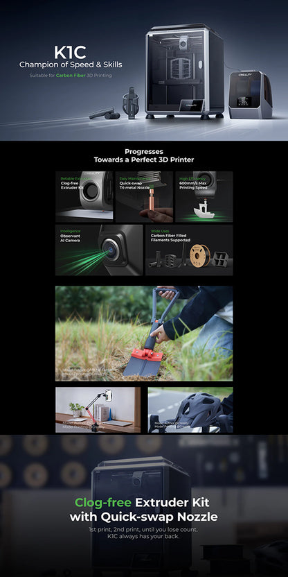K1C 3D Printer - 600Mm/S Printing, 220X220X250Mm Build Volume, 300°C High-Temp Nozzle, Carbon Fiber Filament Support
